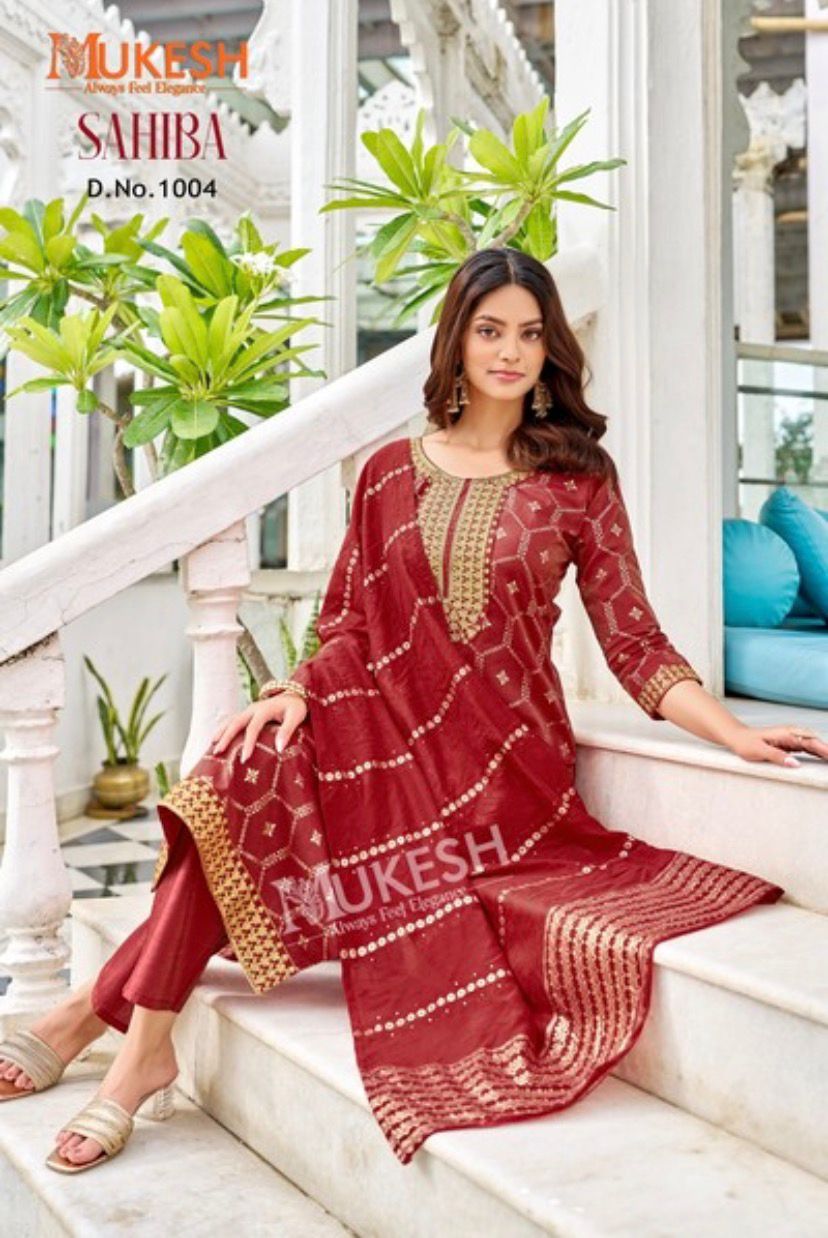 Viscose Simmer Embroidery Kurti with Bottom and Dupatta (Copy)